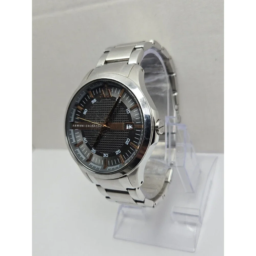 Armani Exchange AX2102 Mens 47mm Gray Dial Rose Gold Stainless Watch New Battery